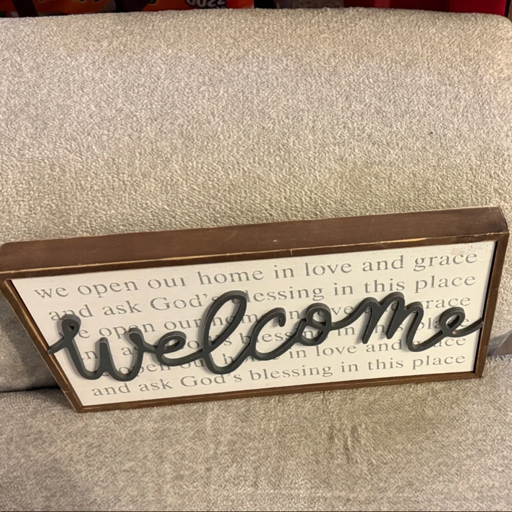 Farmhouse We Open Our Home in Love & Grace Framed Wall Sign Christian Home Decor - Picture 5 of 10